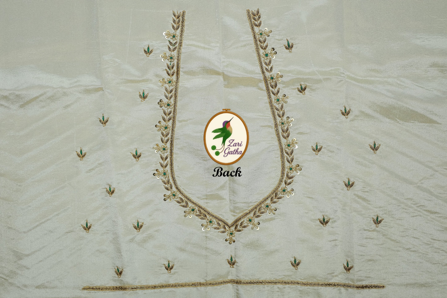 Aristocratic Silk Unstitched Blouse with Zari Thread Detailing with Sweetheat Neck