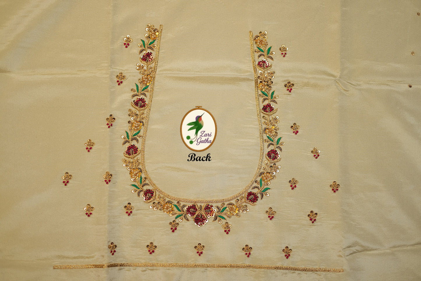 Intricate Zardozi & Aari Work Unstitched Blouse with U Neck