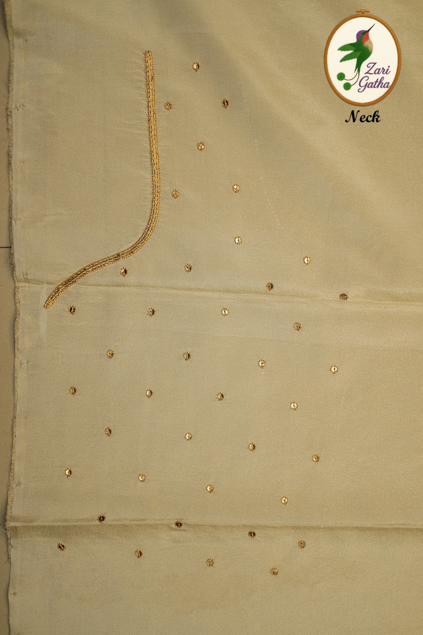 Intricate Zardozi & Aari Work Unstitched Blouse with U Neck