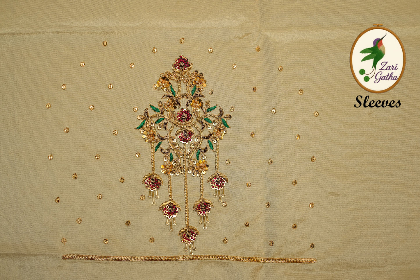 Intricate Zardozi & Aari Work Unstitched Blouse with U Neck