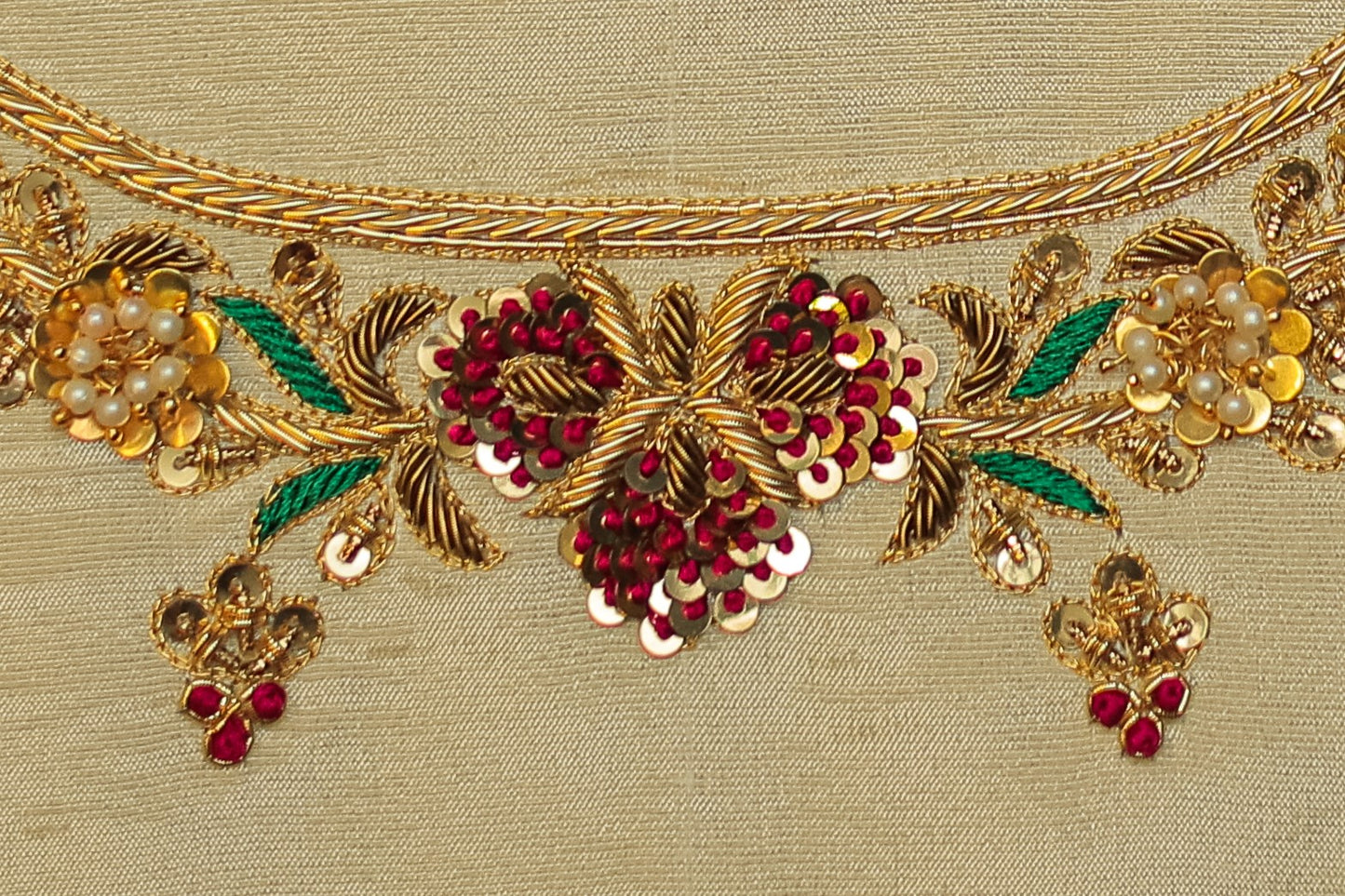 Intricate Zardozi & Aari Work Unstitched Blouse with U Neck