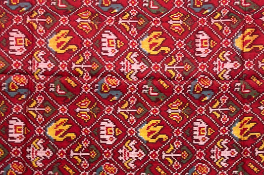 Deep Red Nari Kunj Single Ikkat Patola Dupatta