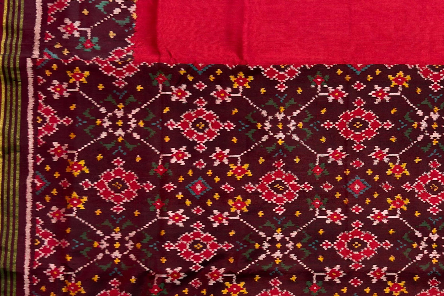 Crimson Ratan Chokdi Phul Patola Saree