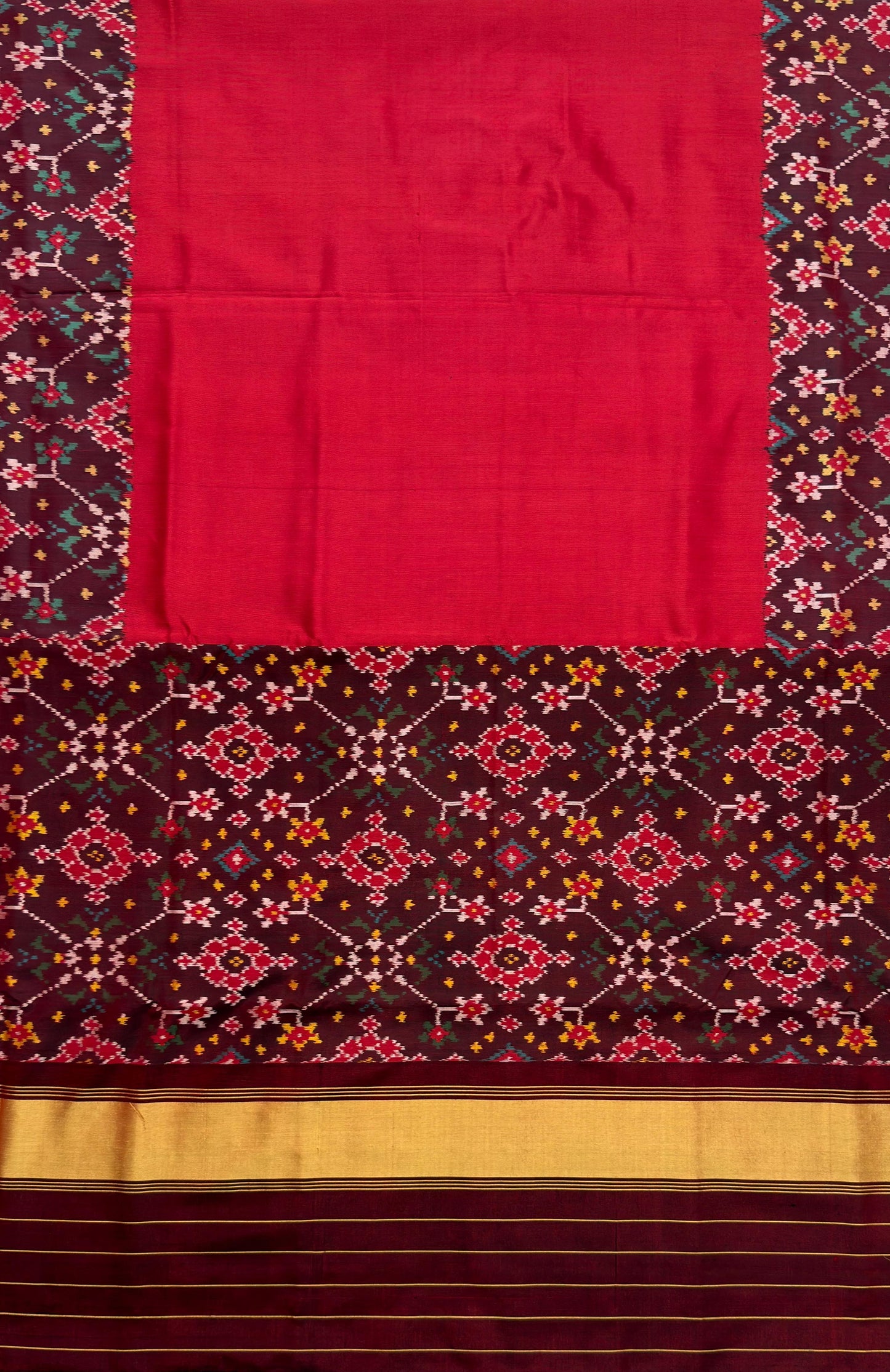Crimson Ratan Chokdi Phul Patola Saree