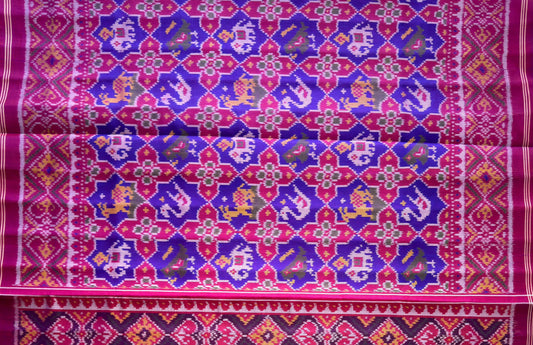 Royal Purple & Rani Pink Multifigure Patola Handwoven Saree