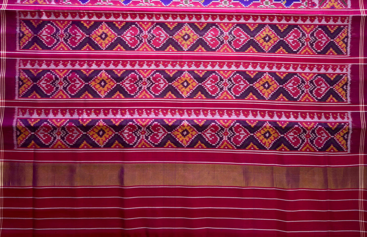 Royal Purple & Rani Pink Multifigure Patola Handwoven Saree