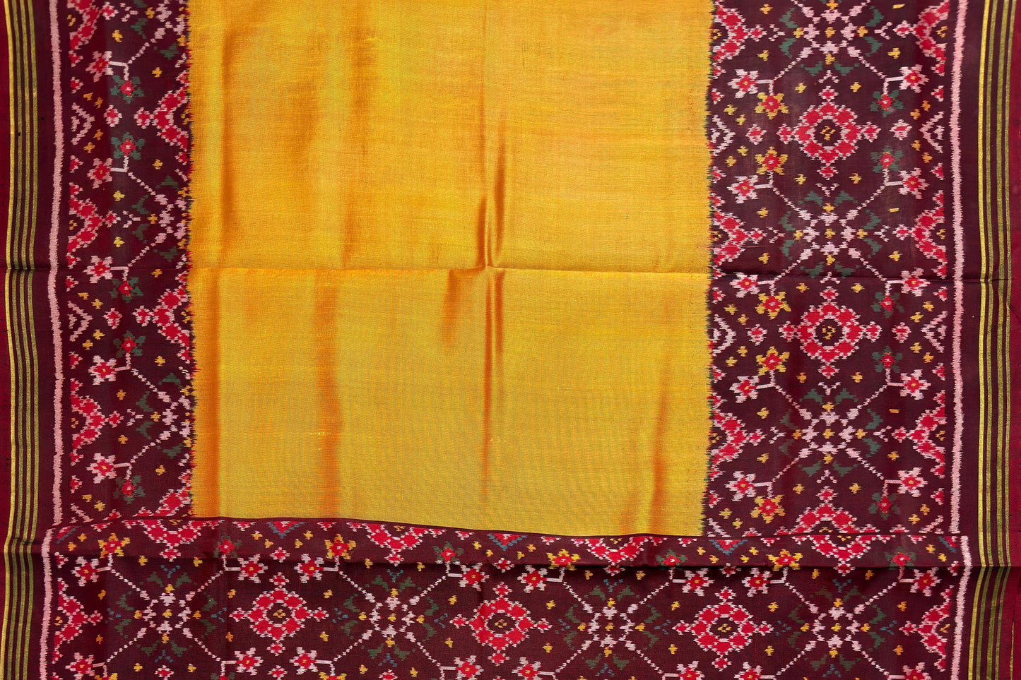 Maroon & Mustard Ratan Chokdi Patola Saree