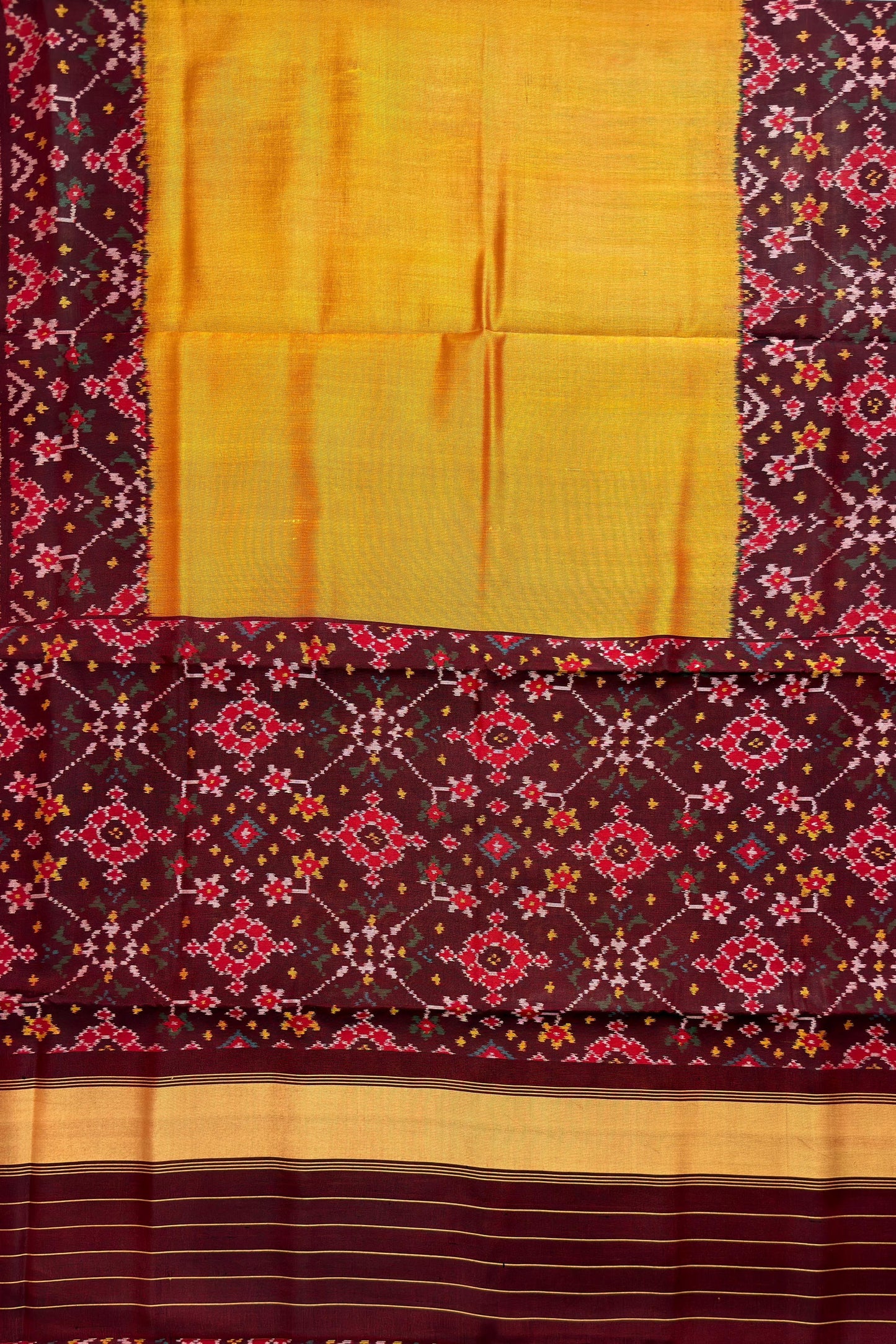 Maroon & Mustard Ratan Chokdi Patola Saree