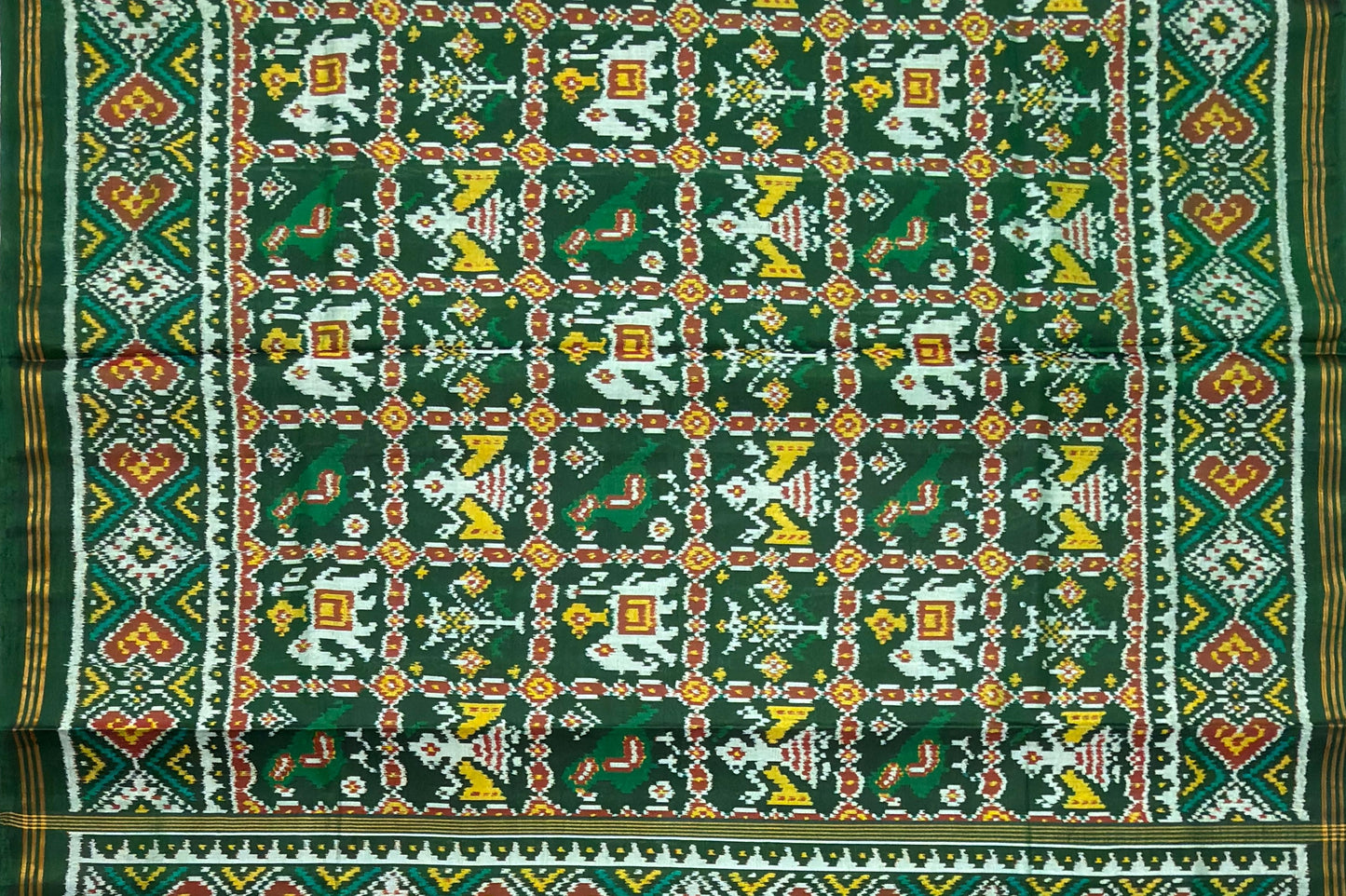 Green Chokdi Bhat Patola Saree