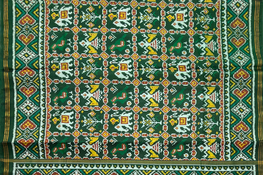 Green Chokdi Bhat Patola Saree