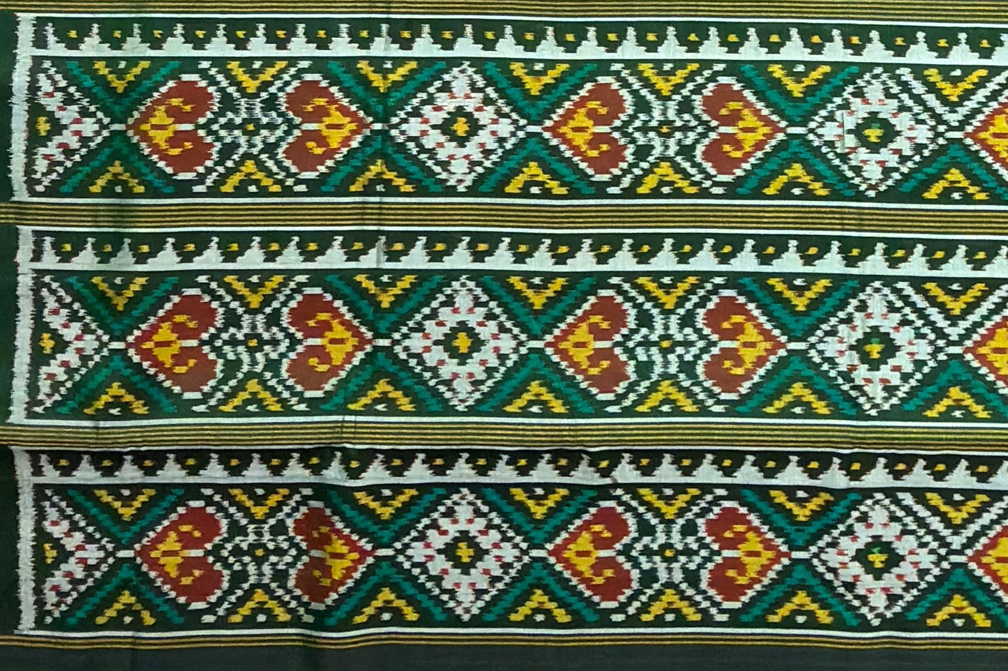 Green Chokdi Bhat Patola Saree