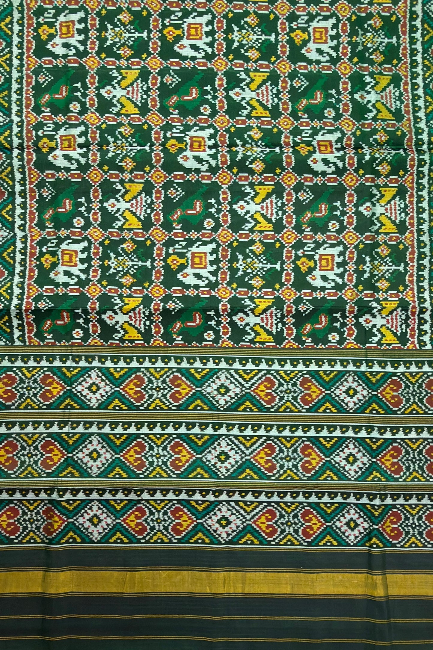 Green Chokdi Bhat Patola Saree