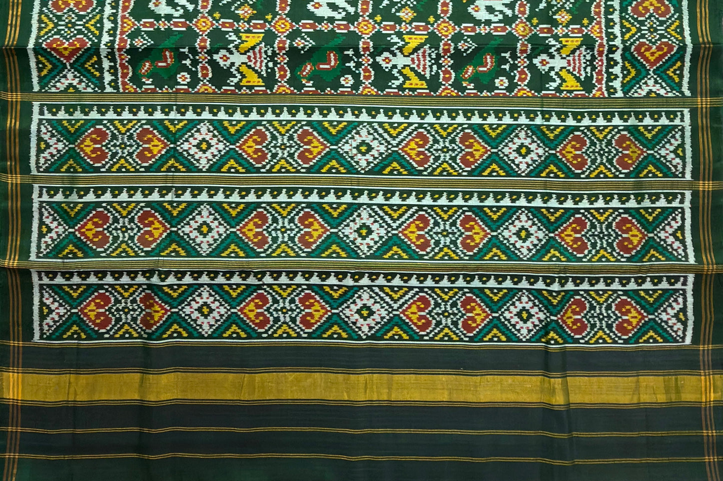 Green Chokdi Bhat Patola Saree