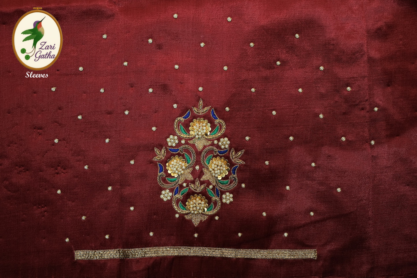 Premium Silk Unstitched Blouse with Traditional Embroidery U Neck