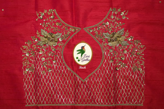 Majestic Silk Unstitched Blouse with Traditional Embroidery Accents