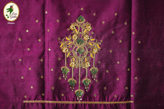 Intricate Zardozi & Aari Work Unstitched Blouse with U Neck