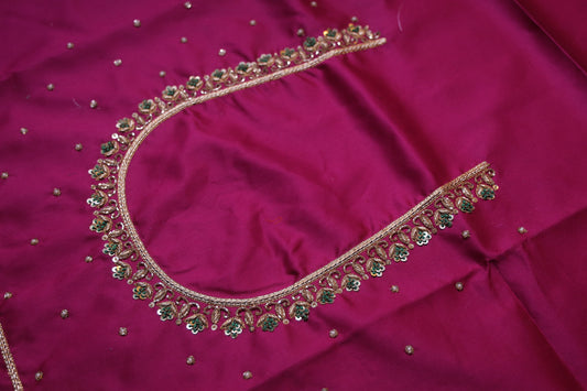 Deep Pink Regal Charm Embroidered Silk Blouse