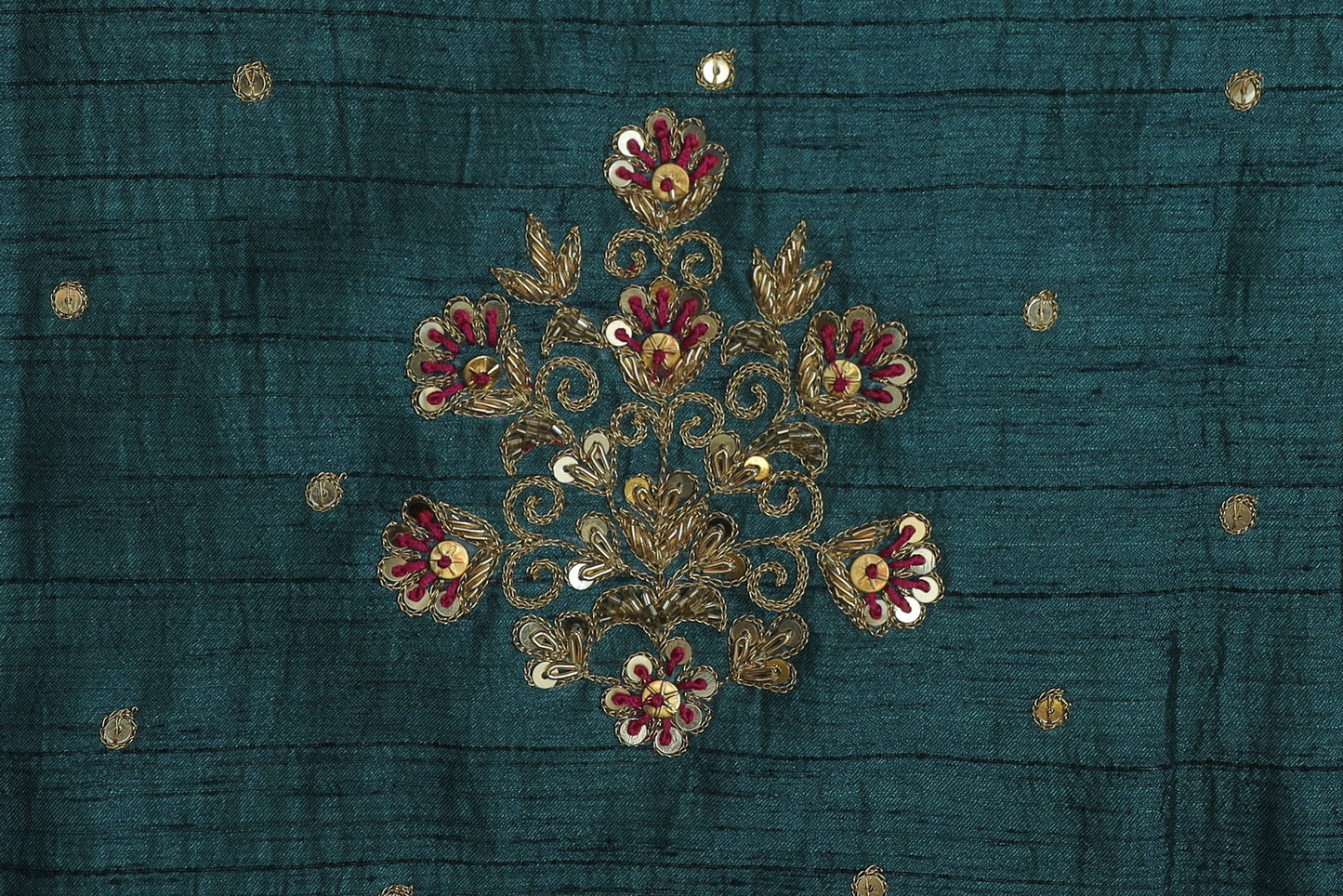 Royal Dark Teal Bloom Silk Blouse