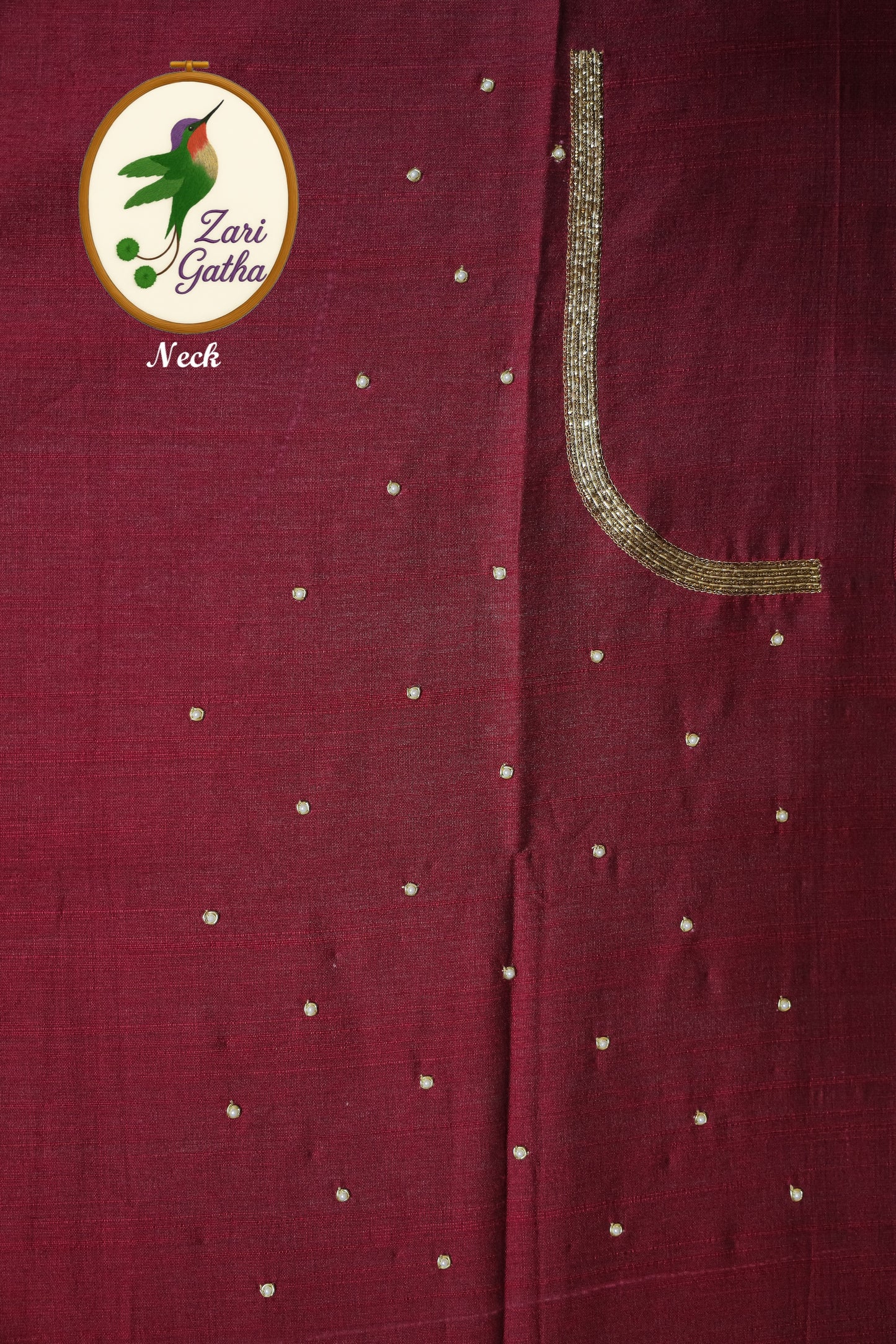 Premium Silk Unstitched Blouse with Traditional Embroidery U Neck