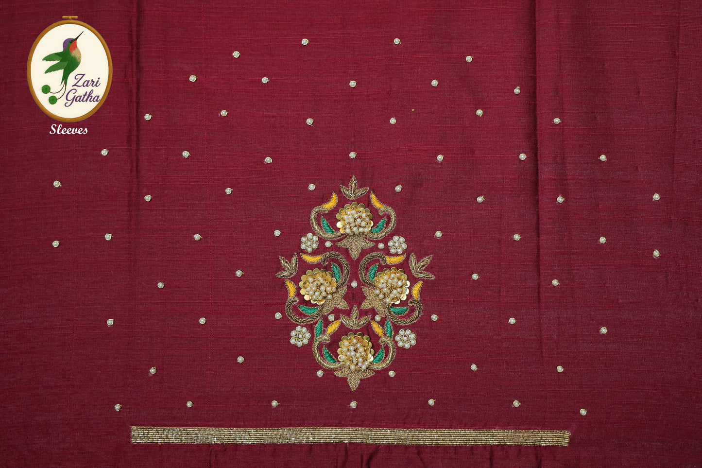 Premium Silk Unstitched Blouse with Traditional Embroidery U Neck