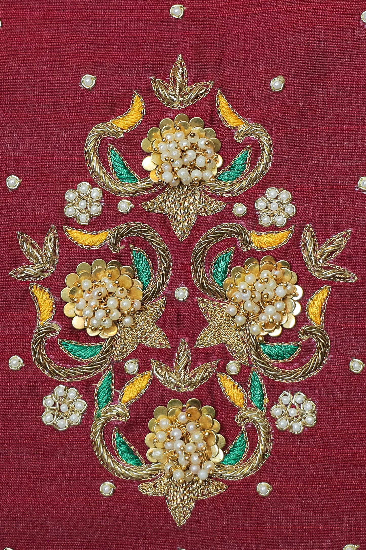 Premium Silk Unstitched Blouse with Traditional Embroidery U Neck