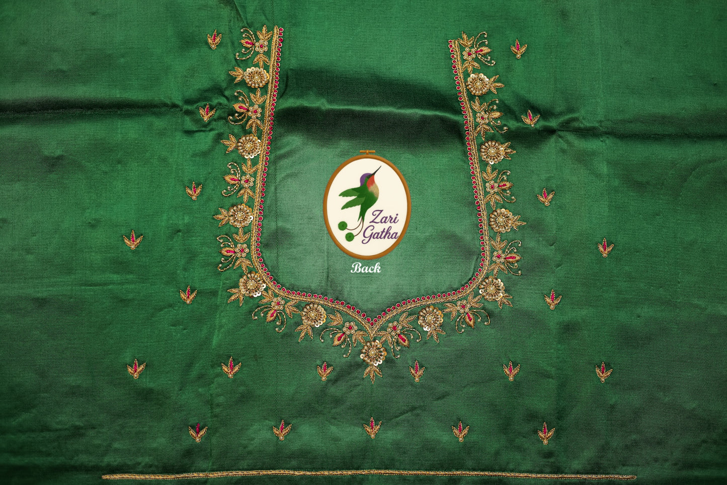 Luxurious Hand Embroidery Raw Silk Unstitched Blouse with Sweetheart Neck