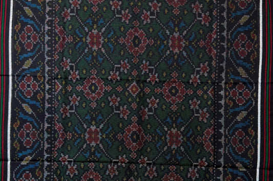 Emerald Green Patola Shawl with Floral Diamonds Design