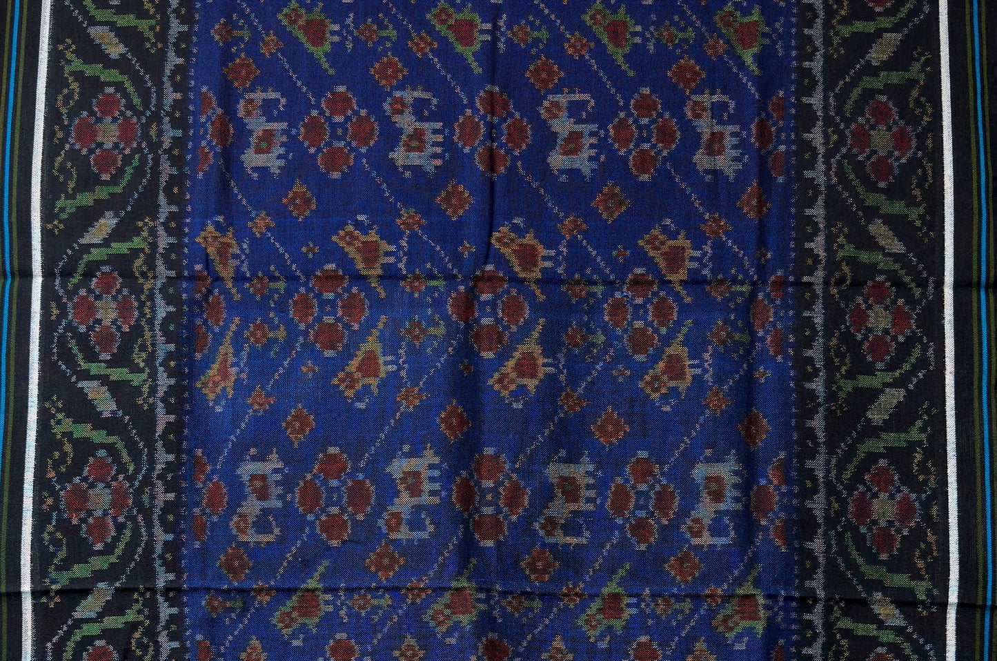 Indigo Patola Shawl with Ikat Motif Design