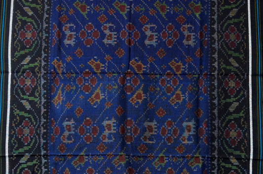Indigo Patola Shawl with Ikat Motif Design