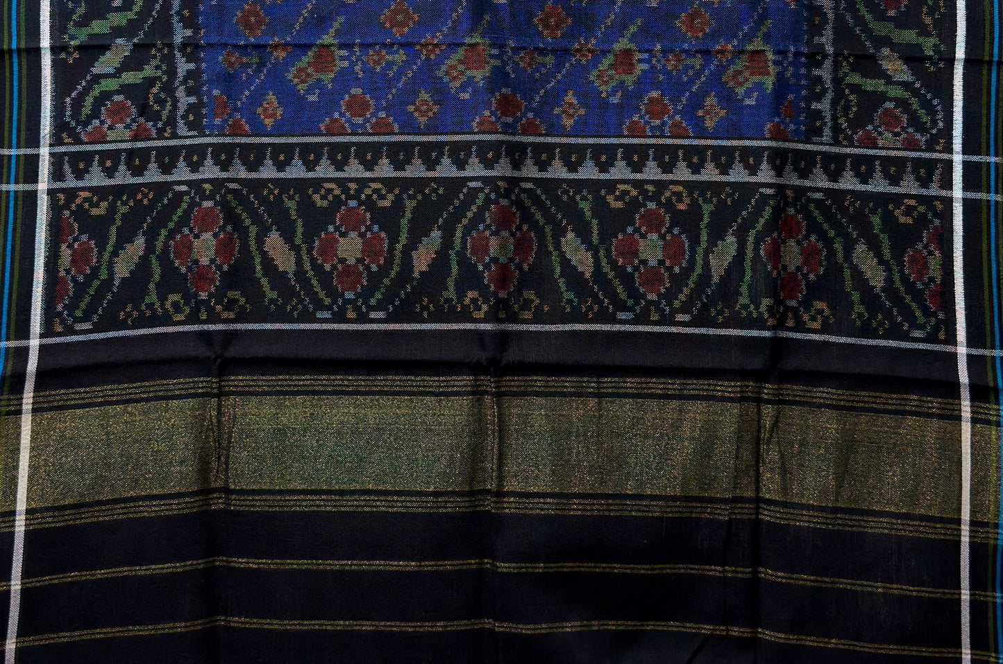 Indigo Patola Shawl with Ikat Motif Design