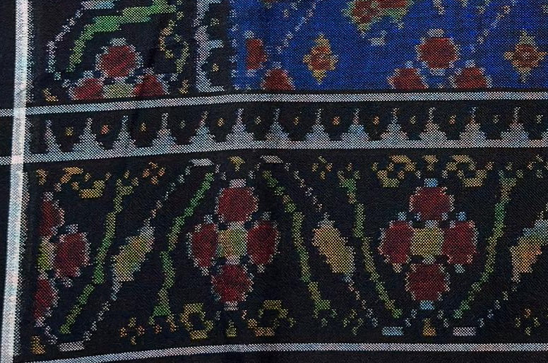 Indigo Patola Shawl with Ikat Motif Design
