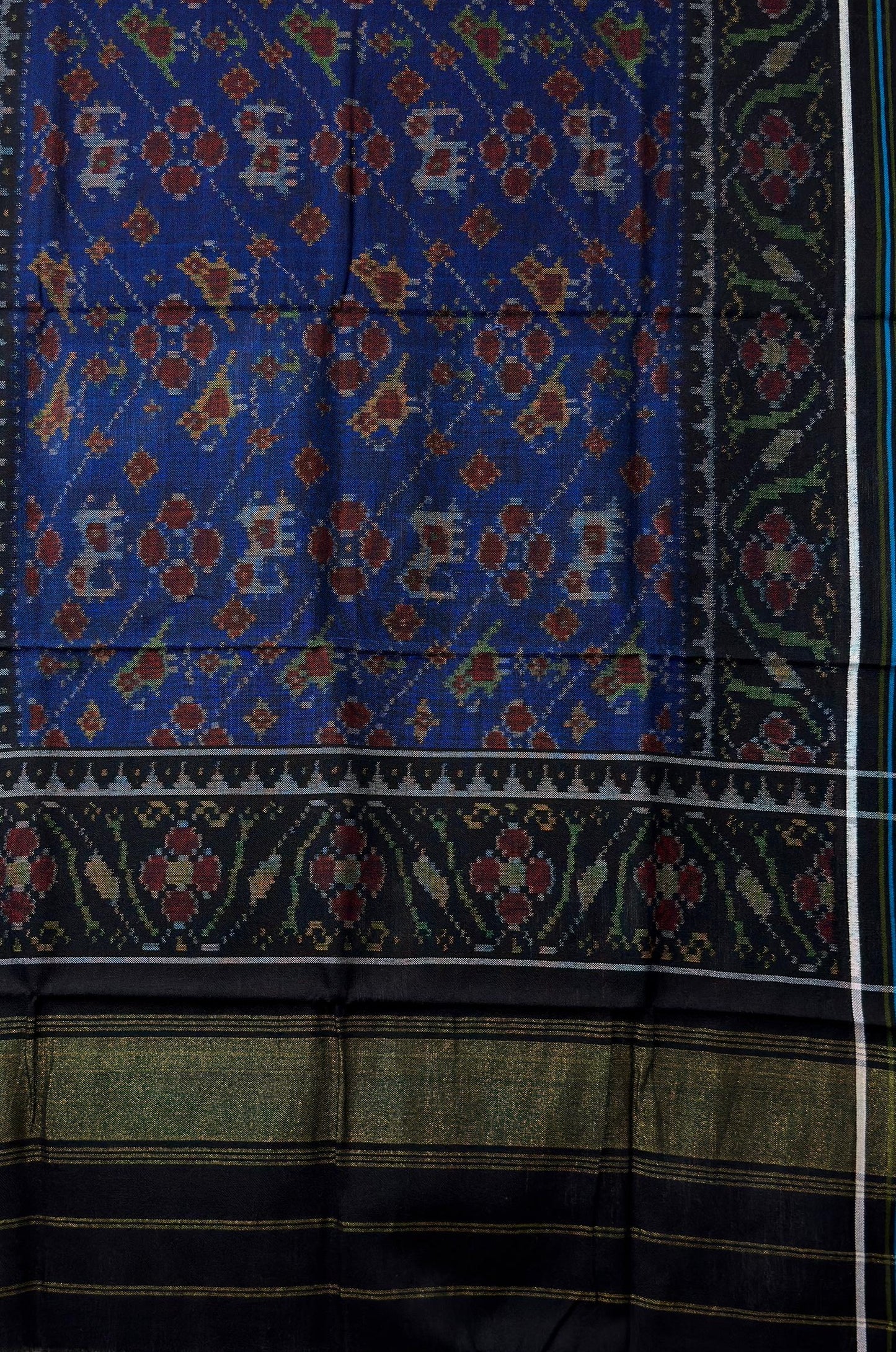 Indigo Patola Shawl with Ikat Motif Design