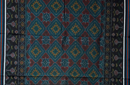 Teal Patola Shawl with Floral Diamond Design