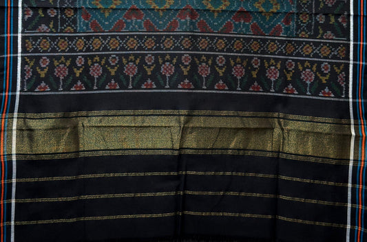 Teal Patola Shawl with Floral Diamond Design