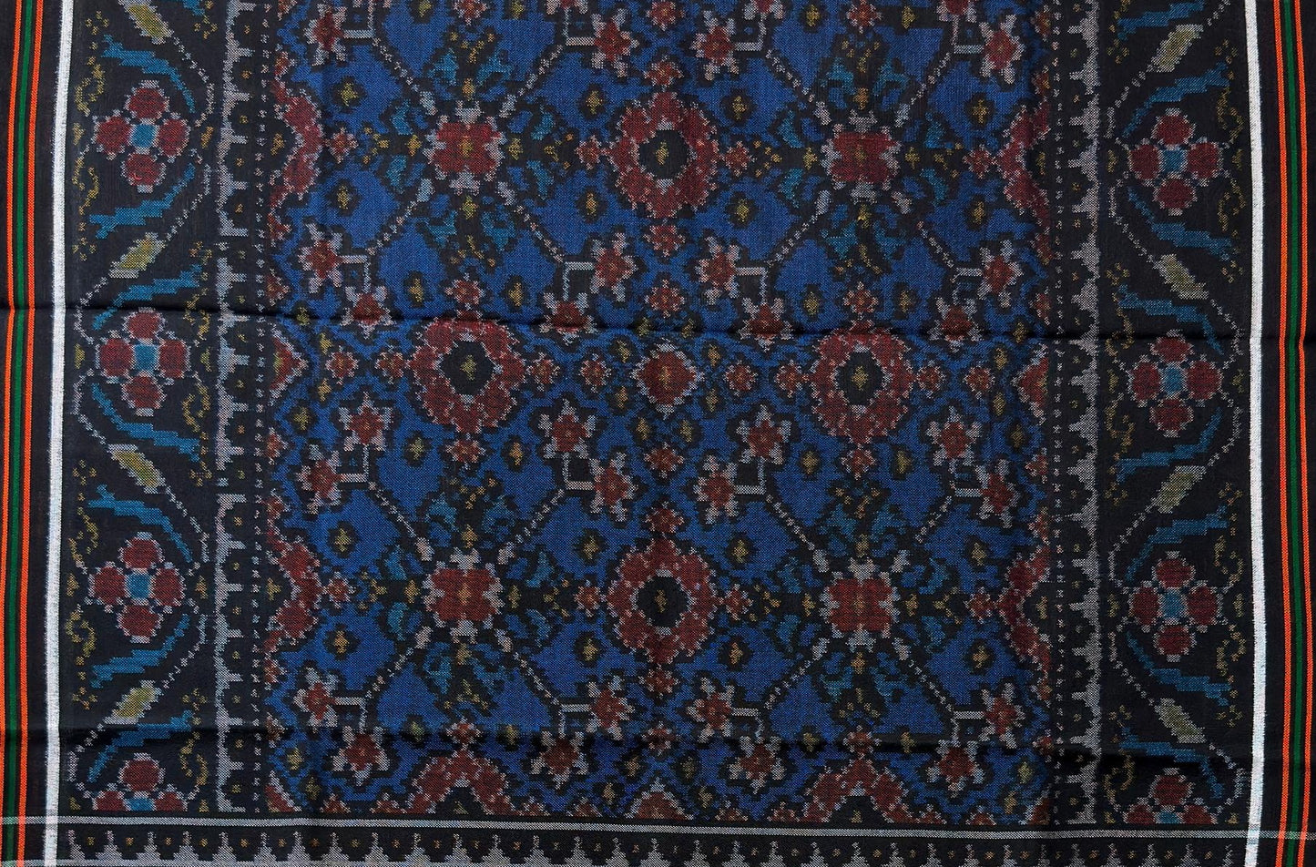 Patola Shawl in Blue and Maroon Harmony