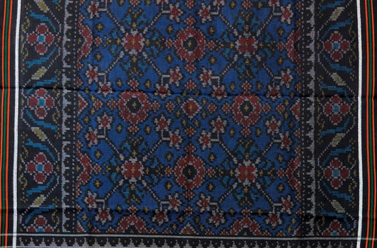 Patola Shawl in Blue and Maroon Harmony