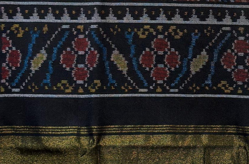 Patola Shawl in Blue and Maroon Harmony