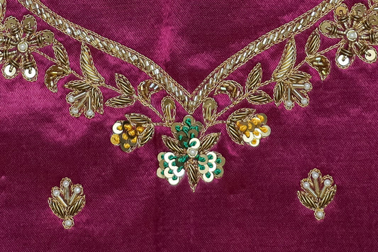 Silken Dreams Gaji Silk Unstitched Blouse with U-Neckline