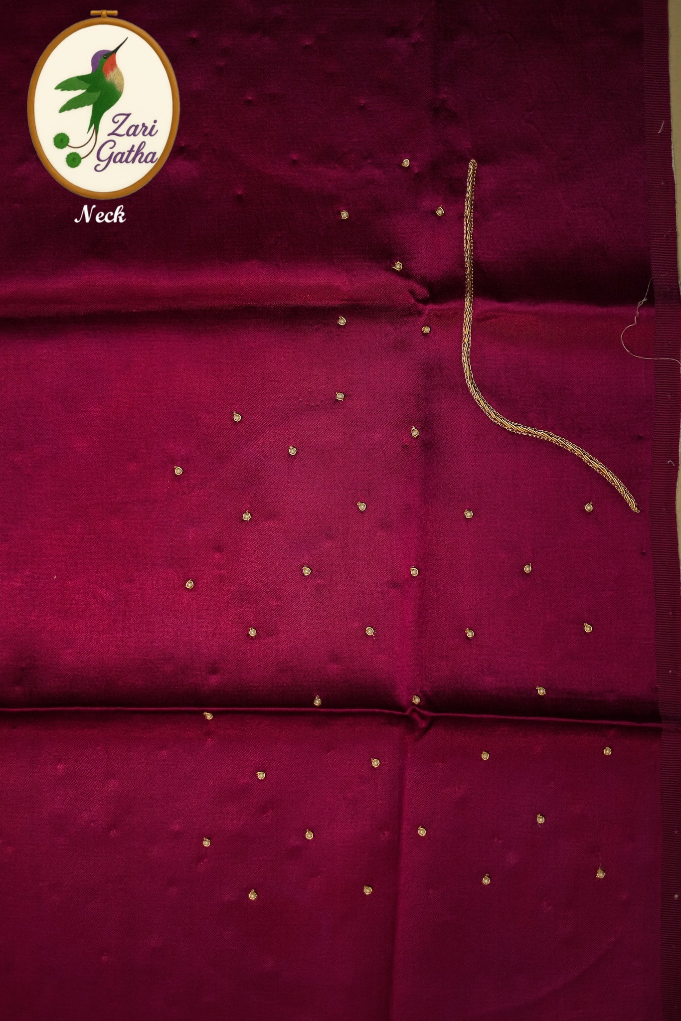 Luxurious Hand Embroidery Raw Silk Unstitched Blouse with Sweetheart Neck