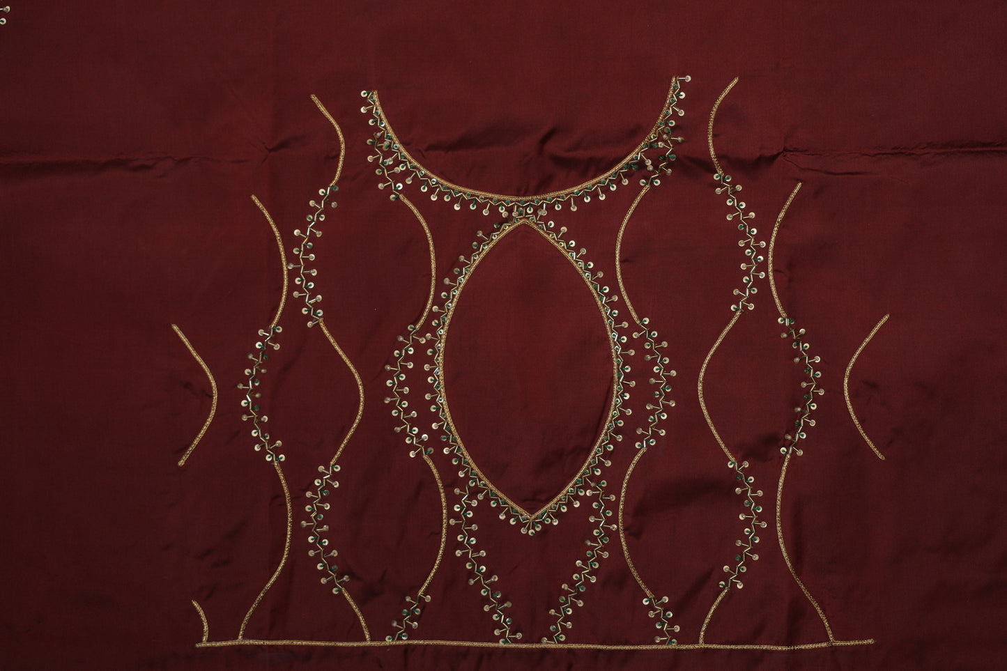 Regal Maroon Glow Embroidered Blouse Fabric