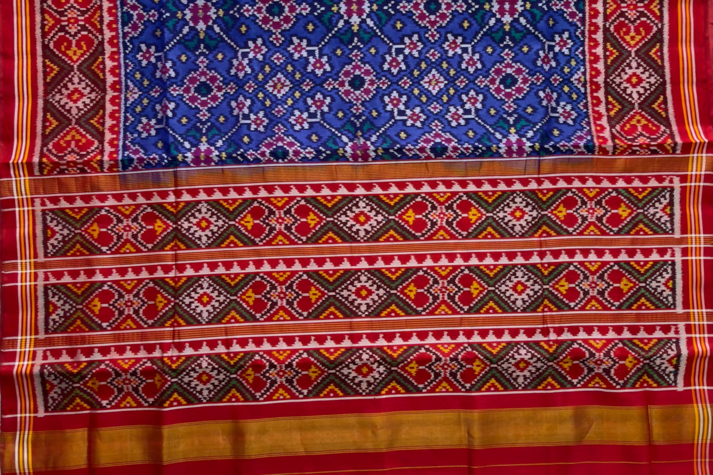 Royal Blue Nav Ratna Single Ikkat Saree
