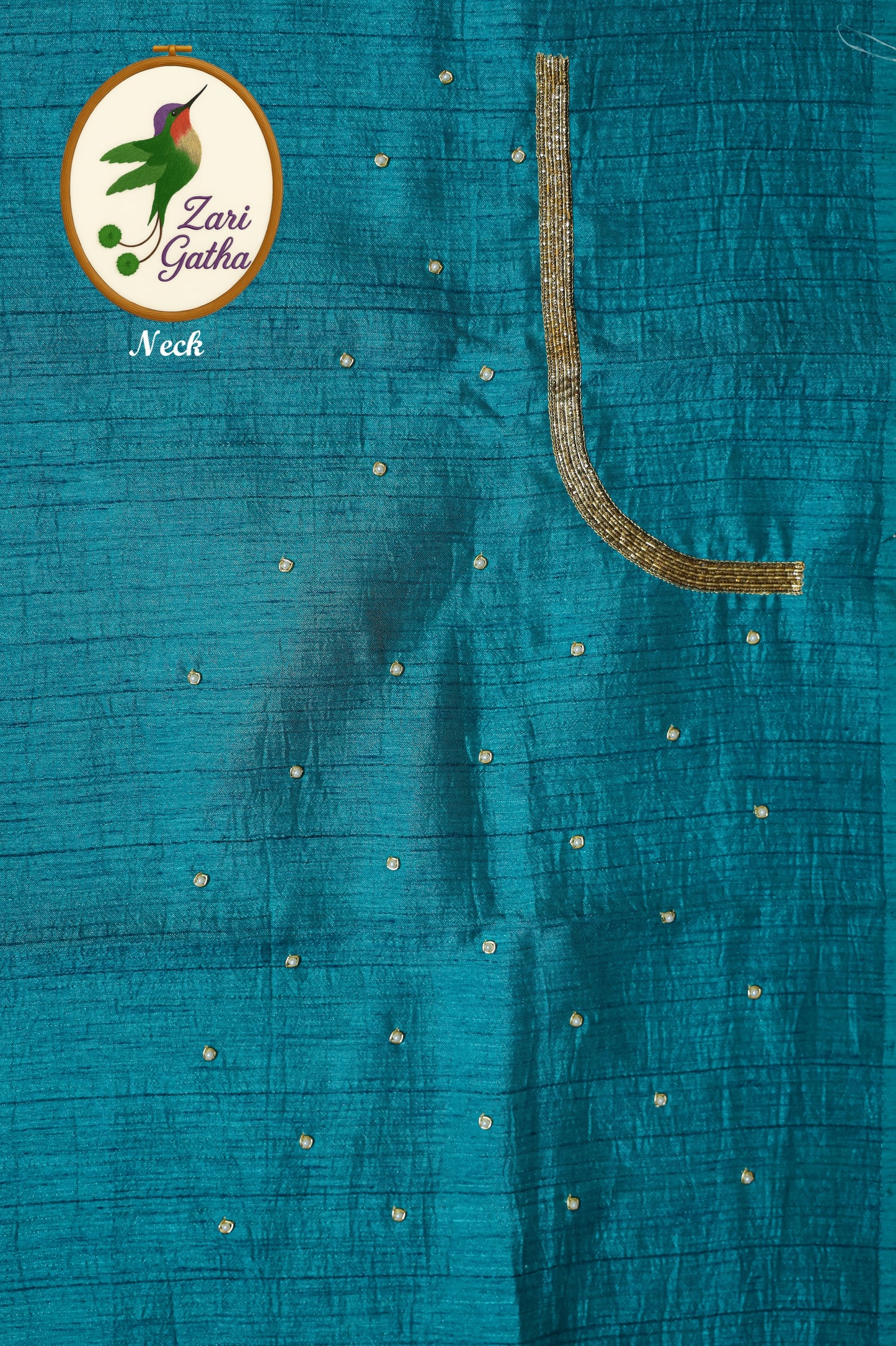 Premium Silk Unstitched Blouse with Traditional Embroidery U Neck