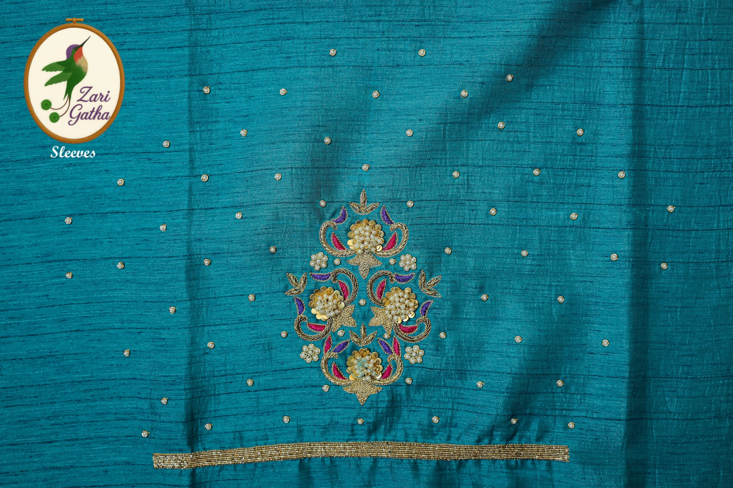 Premium Silk Unstitched Blouse with Traditional Embroidery U Neck