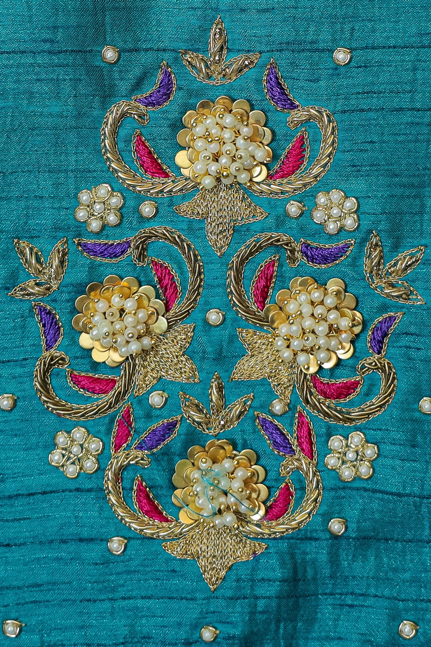 Premium Silk Unstitched Blouse with Traditional Embroidery U Neck