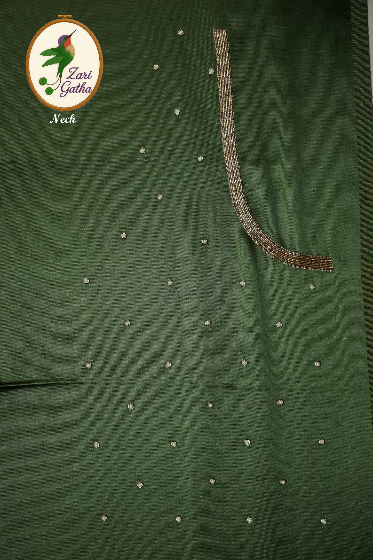 Premium Silk Unstitched Blouse with Traditional Embroidery U Neck