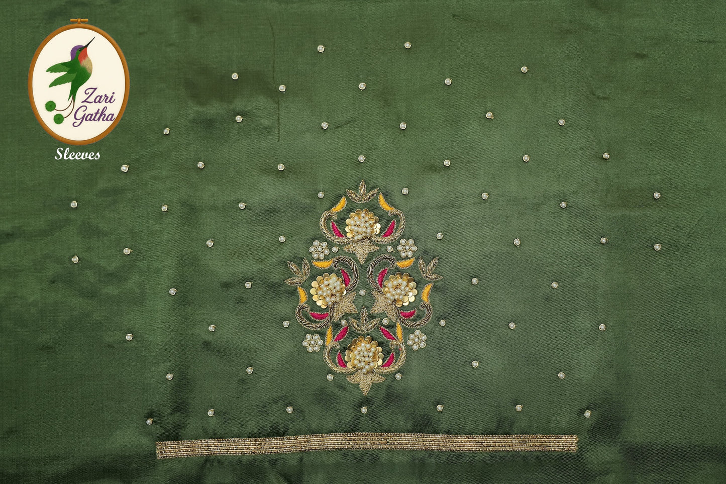 Premium Silk Unstitched Blouse with Traditional Embroidery U Neck