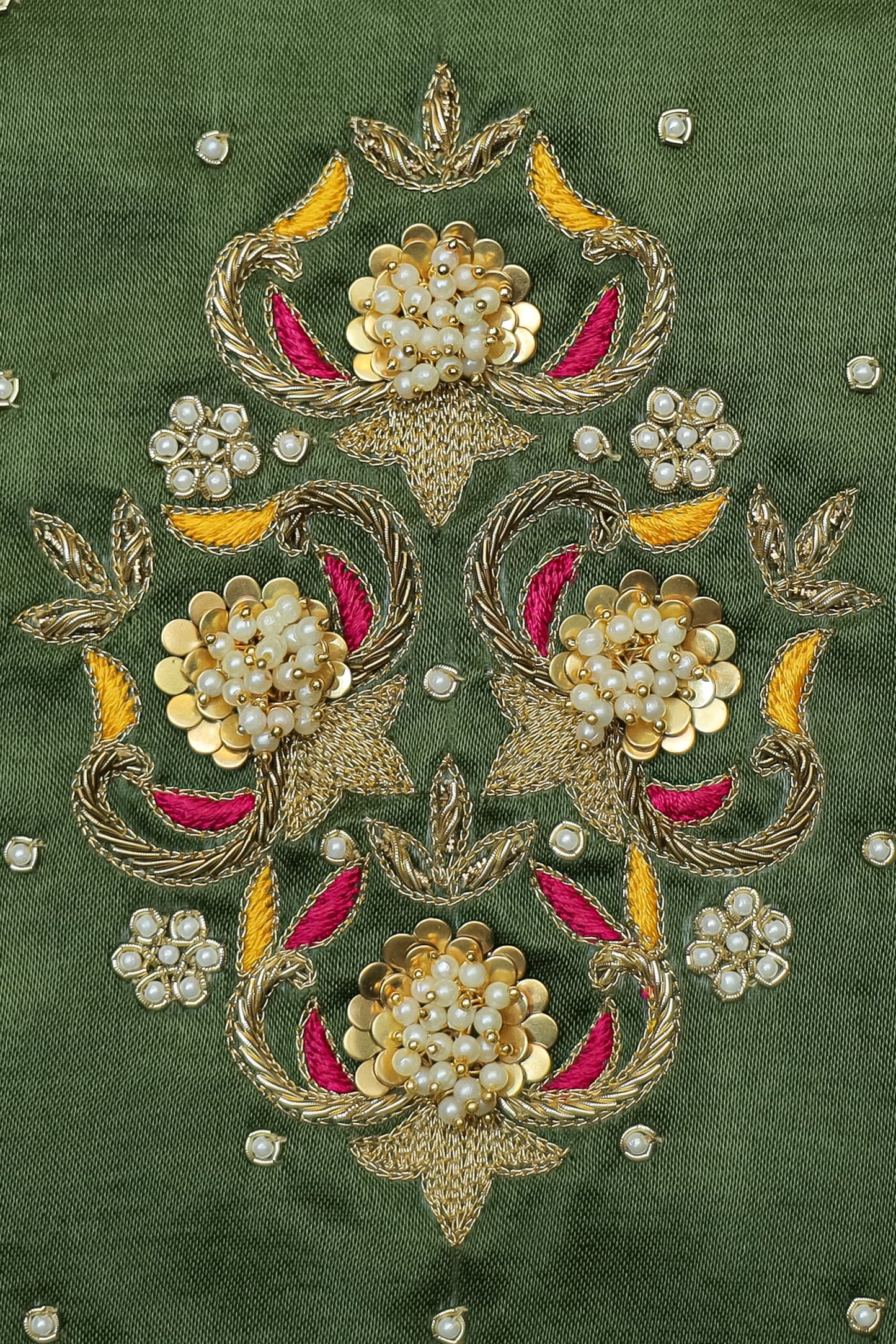 Premium Silk Unstitched Blouse with Traditional Embroidery U Neck