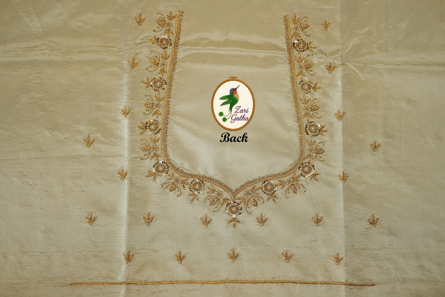 Luxurious Hand Embroidery Raw Silk Unstitched Blouse with Sweetheart Neck