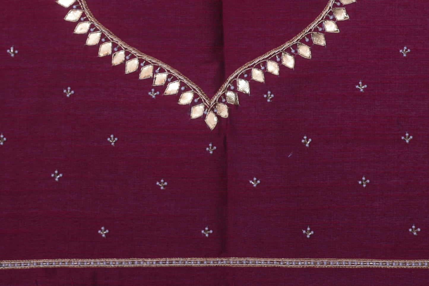 Golden Thread Maroon Luxe Blouse Fabric
