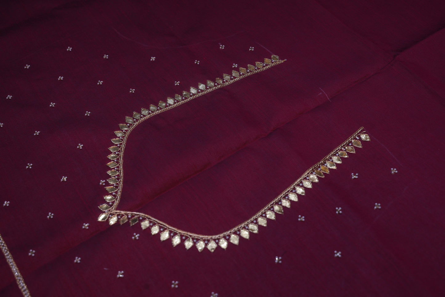 Golden Thread Maroon Luxe Blouse Fabric